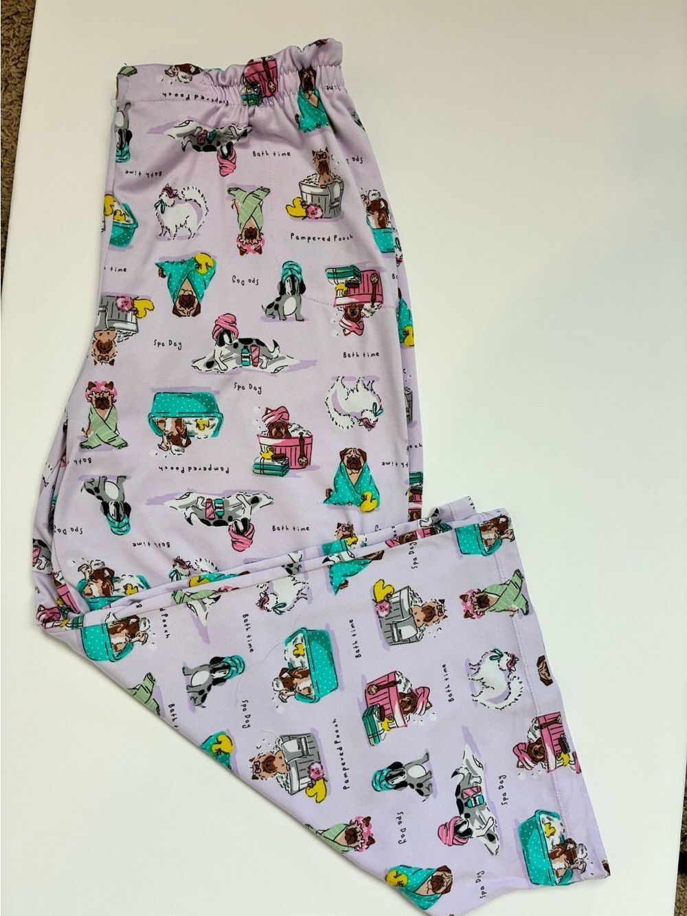 Cuddle Duds Dog Print Pajama Pants Soft, pockets, cropped wide legs